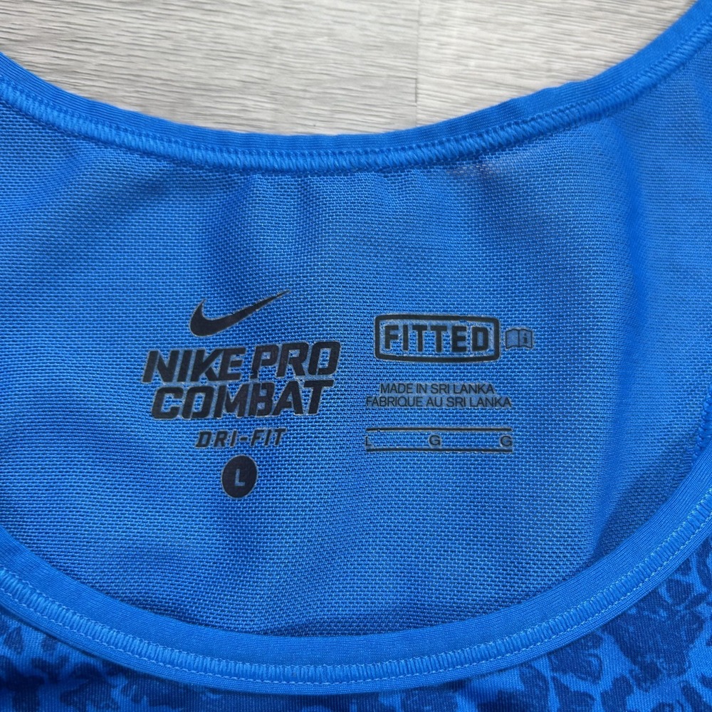 Nike Pro Combat Dri-FIT Tank Top Mens Large Blue Animal 412580-406 - Picture 5 of 11